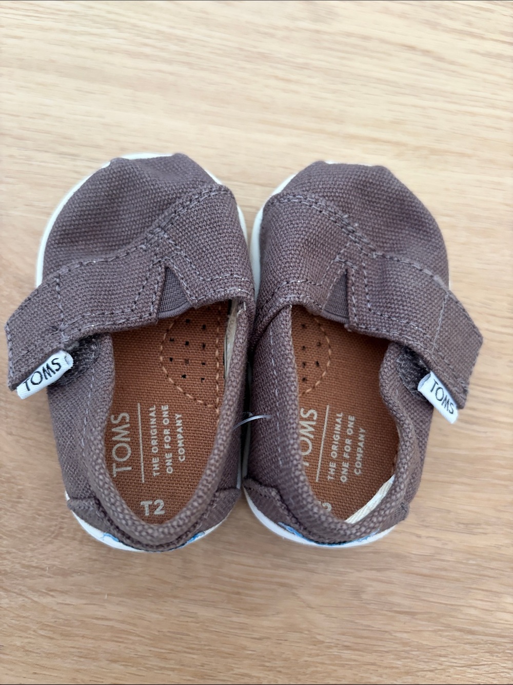 TOMS Brown Canvas Baby Slip-On Shoes Size 2